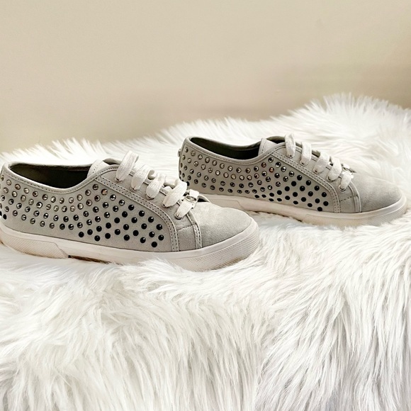MICHAEL Michael Kors Other - MICHAEL Michael Kors Gray Suede Rhinestone Studded Sneakers